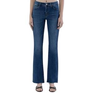 NEW LOVERVET women's mid rise raw hem bootcut jeans in momentous
